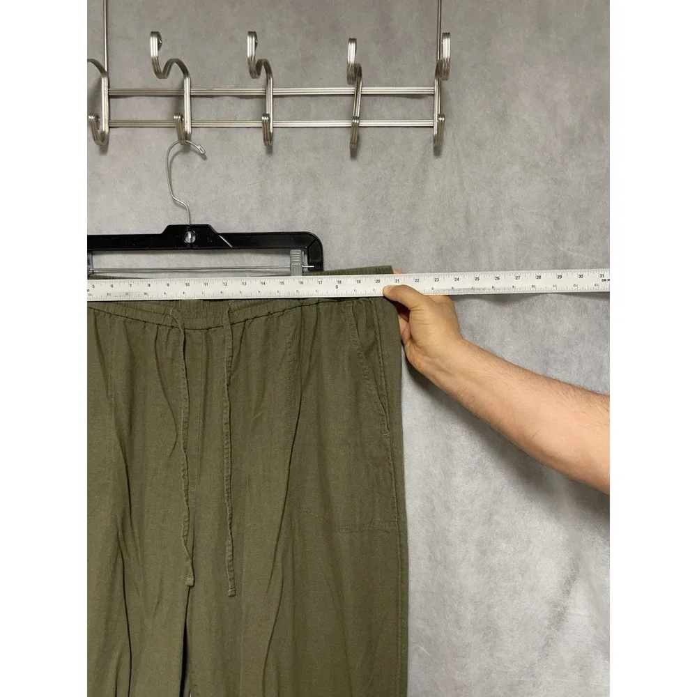 Banana Republic Pants Women 2XL Baggy Linen Blend Straight High Rise Drawstrings